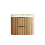 Havana 750mm Woodland Oak Fluted Wall Hung Fluted Curve Vanity HAW750L