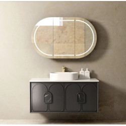 Laguna matte black wall hung drawer vanity 1200x460x550mm