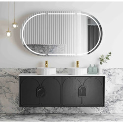 Laguna matte black wall hung drawer vanity 1500x460x550mm