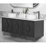 Laguna matte black wall hung drawer vanity 1800x460x550mm