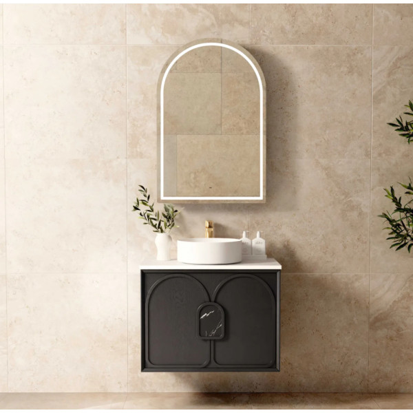 Laguna matte black wall hung drawer vanity 750x460x550mm