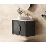 Laguna matte black wall hung drawer vanity 750x460x550mm