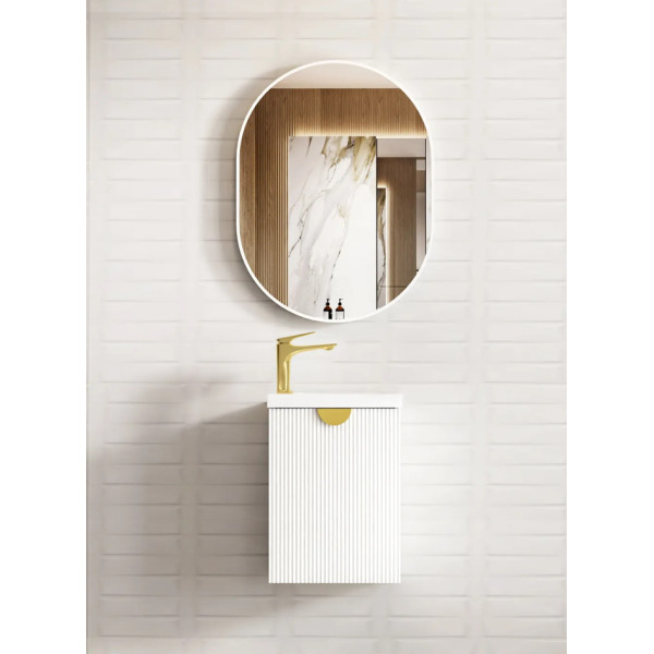 SP400W Mini Ensuite 400mm Vanity- Fluted Matte White Color