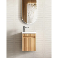 SPW400L Mini Ensuite 400mm Vanity- Fluted Woodland Oak Color