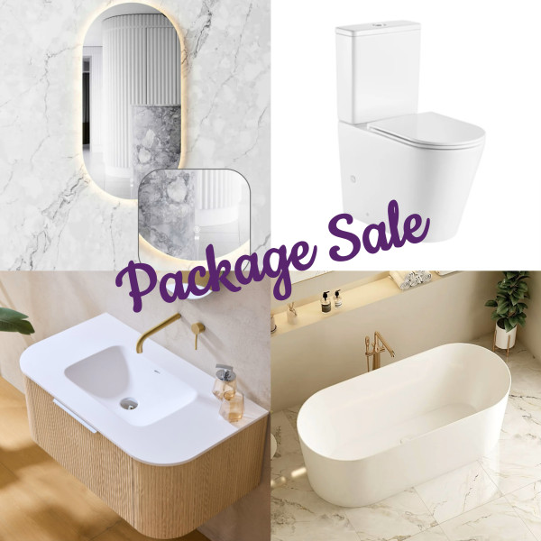 60cm Fluted vanity package sale with LED mirror toilet bathtub