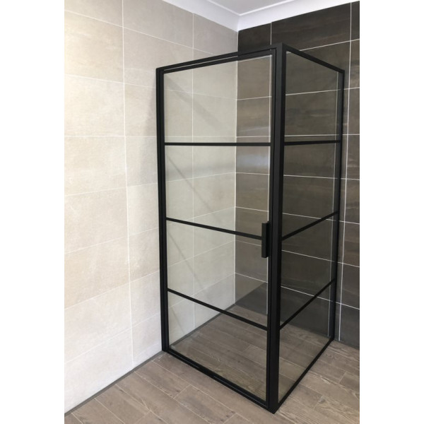 BTF900/BTF1000 Black Corner Pivot Door Shower Screen