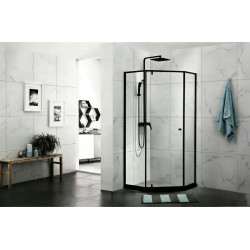 PC 026 Semi-Frame Diamond Shower Screen-sliding door/Black
